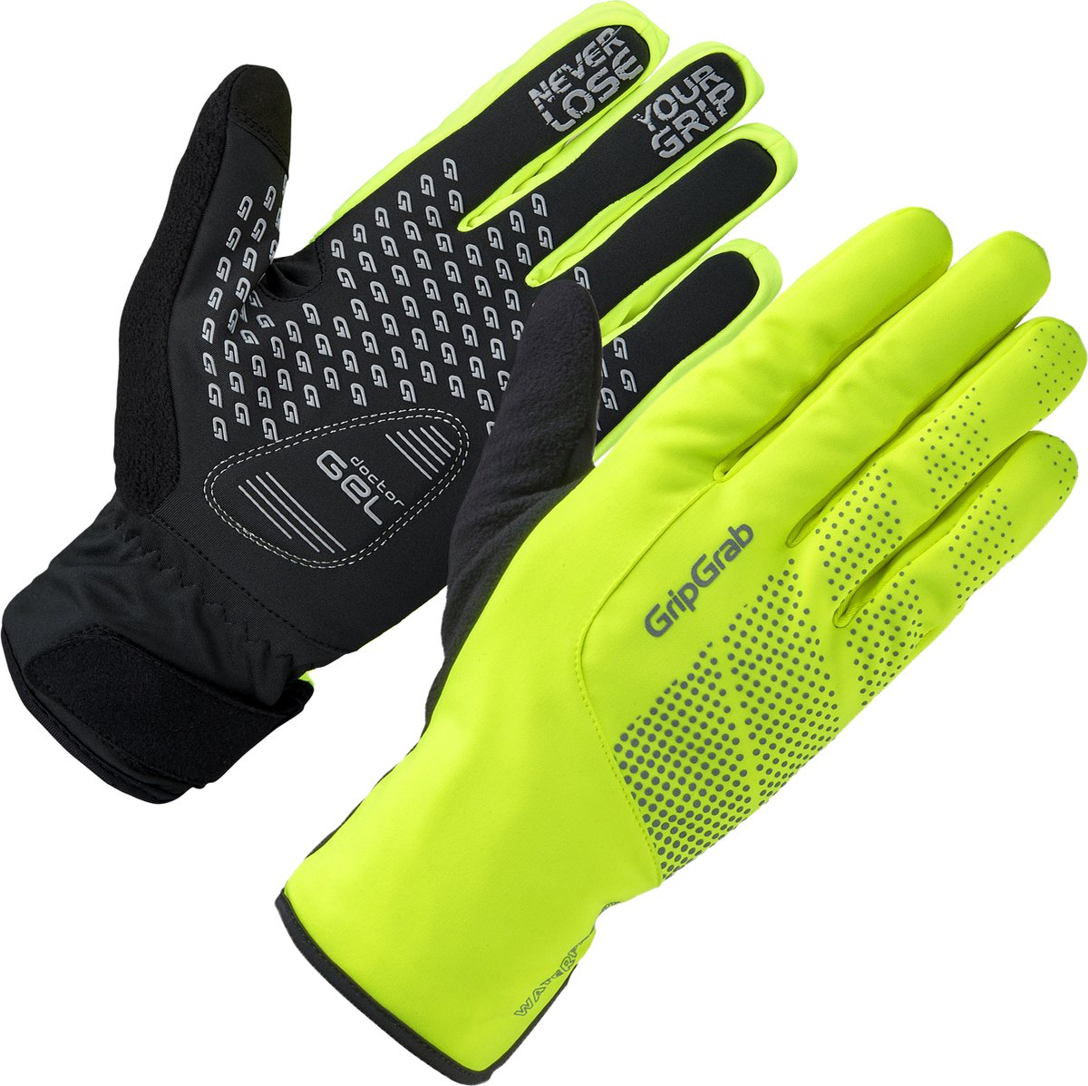 Gripgrab - ride waterproof winter fietshandschoenen lange vinger waterdicht met padding - unisex - geel hi-vis - maat xxl