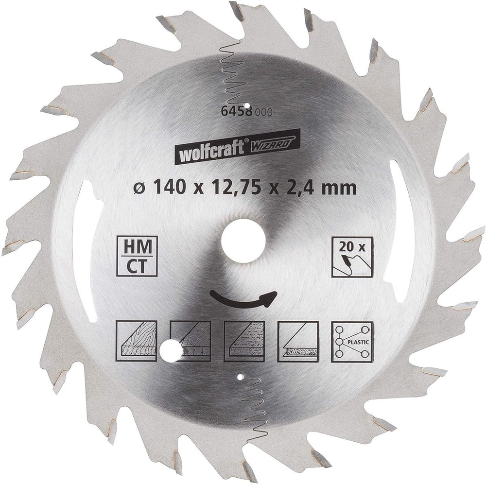 Wolfcraft - cirkelzaagblad 140x12,75mm - 20 tanden - zaagblad voor cirkelzaag - serie zilver - 6458000