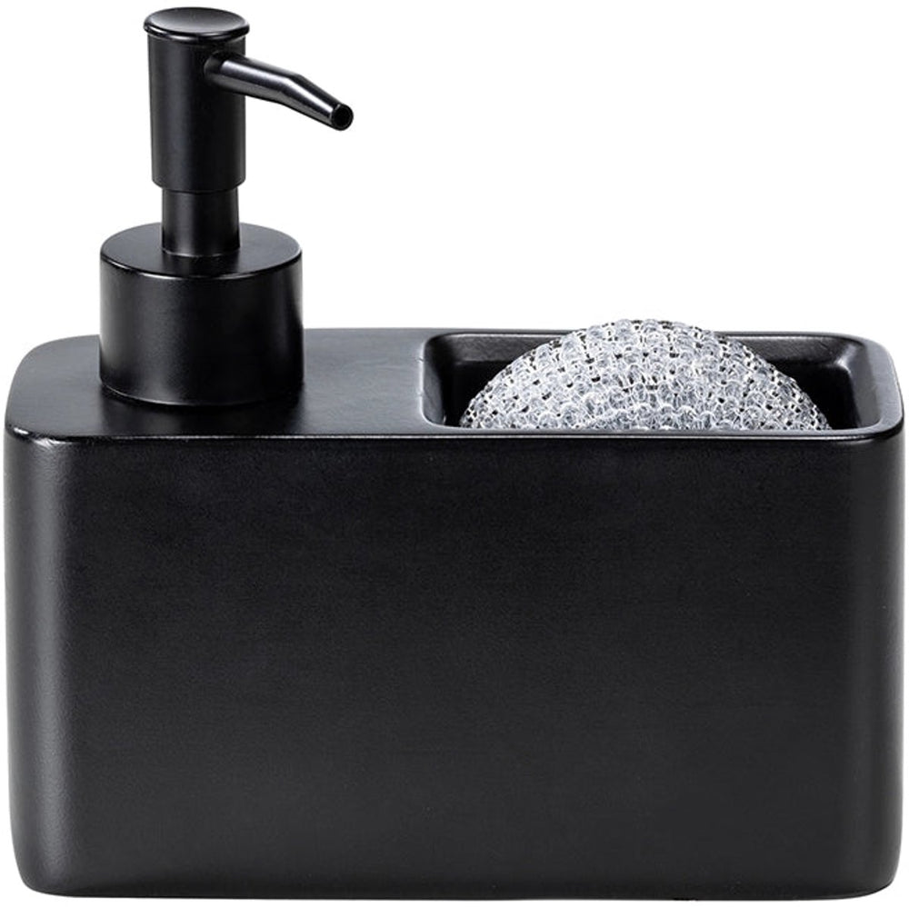 Wenko zwarte zeepdispenser met sponshouder - 150 ml