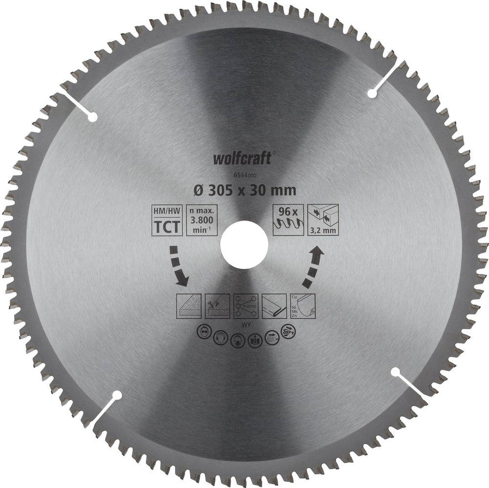 Wolfcraft - zaagblad 305x30mm voor afkortzaag - 96 tanden - verstekzaag - serie lila - 6544000