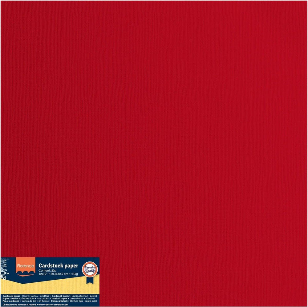 Vaessen creative florence karton - poppy - 305x305mm - ruwe textuur - 216g