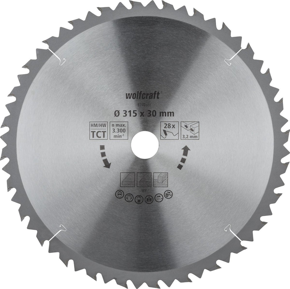 Wolfcraft - zaagtafel cirkelzaagblad 315x30mm - 28 tanden - zaagblad voor tafelzaag - 6742000