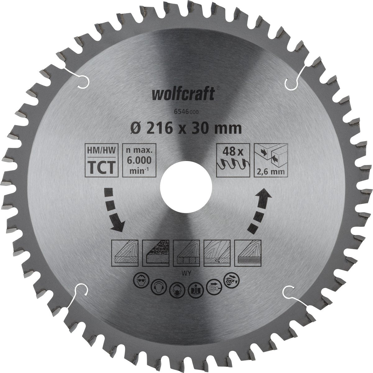 Wolfcraft - afkortzaag zaagblad 216x30mm - 216mm voor fijne, zuivere sneden - 6546000