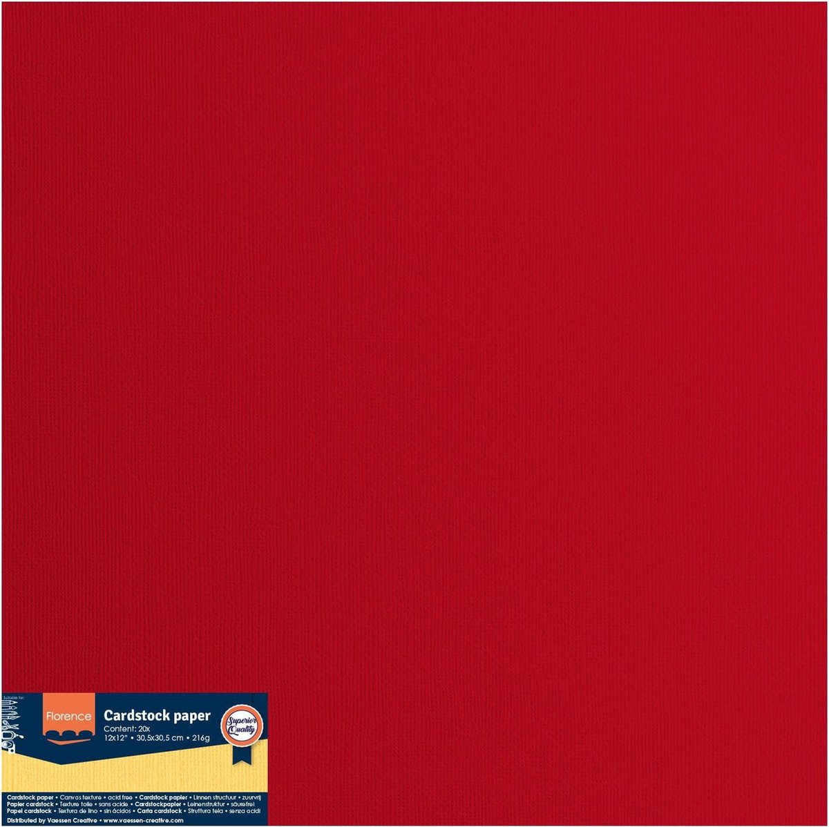 Vaessen creative florence karton - poppy - 305x305mm - ruwe textuur - 216g