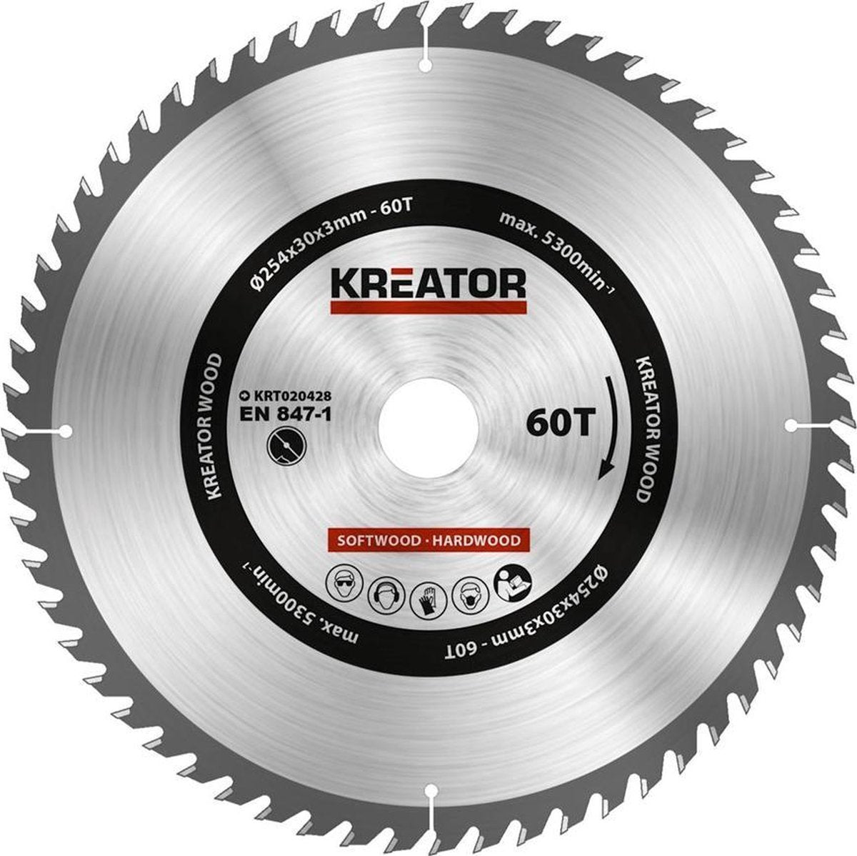 Kreator krt020428 zaagblad hout 254 mm -60t