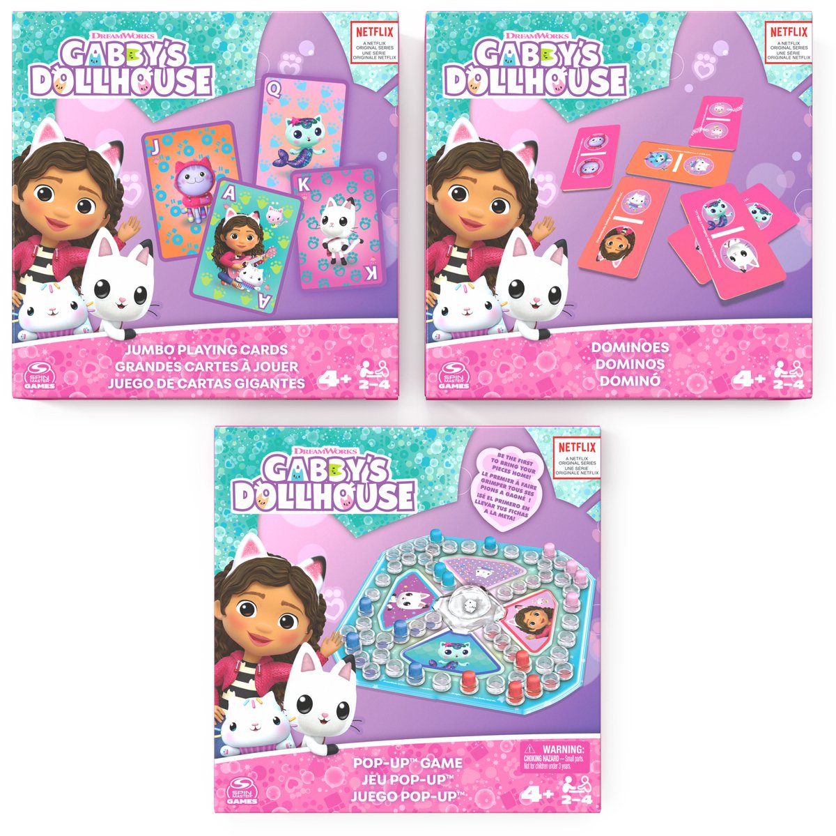 Spinmaster gabby's poppenhuis pop-up spel, kaartspel, domino's - kinderspel