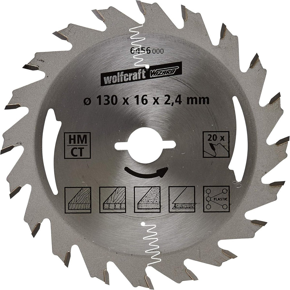 Wolfcraft - cirkelzaagblad 130x16mm - 20 tanden - zaagblad voor cirkelzaag - serie zilver - 6456000