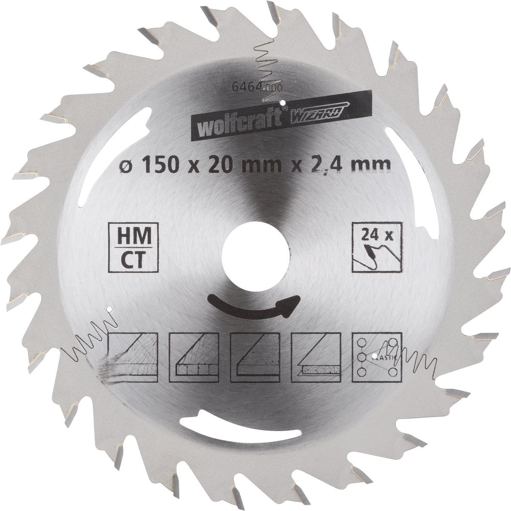Wolfcraft - cirkelzaagblad 150x20mm - 24 tanden - zaagblad voor cirkelzaag - serie zilver - 6464000
