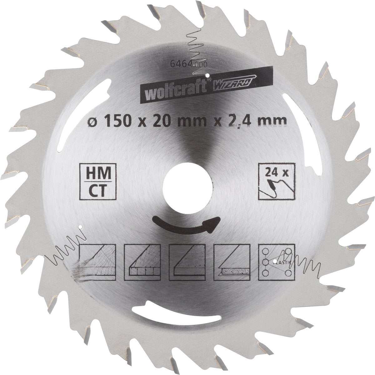 Wolfcraft - cirkelzaagblad 150x20mm - 24 tanden - zaagblad voor cirkelzaag - serie zilver - 6464000
