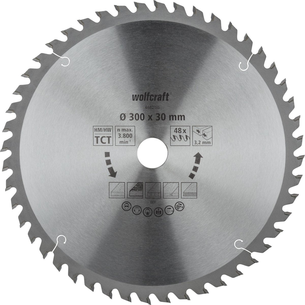 Wolfcraft - zaagtafel cirkelzaagblad 300x30mm - 48 tanden - zaagblad voor tafelzaag - 6682000