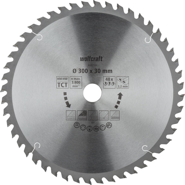 Wolfcraft - zaagtafel cirkelzaagblad 300x30mm - 48 tanden - zaagblad voor tafelzaag - 6682000