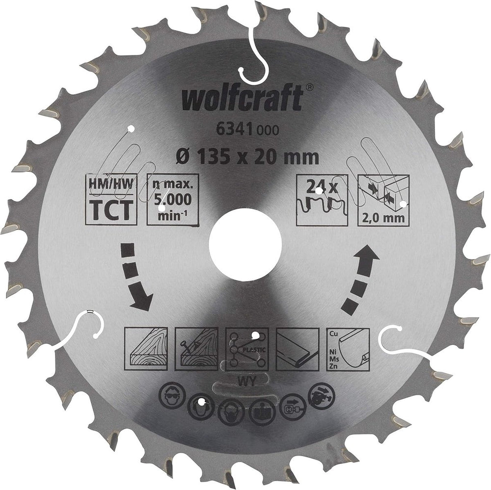 Wolfcraft - cirkelzaagblad 135 x 20 mm - voor handcirkelzaag - serie lila - 6341000