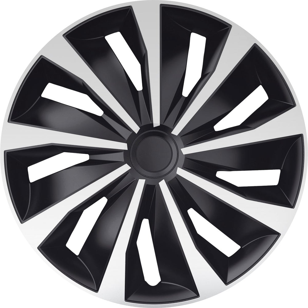 Carpoint wieldoppenset grip 14 inch zwart zilver 4 stuks