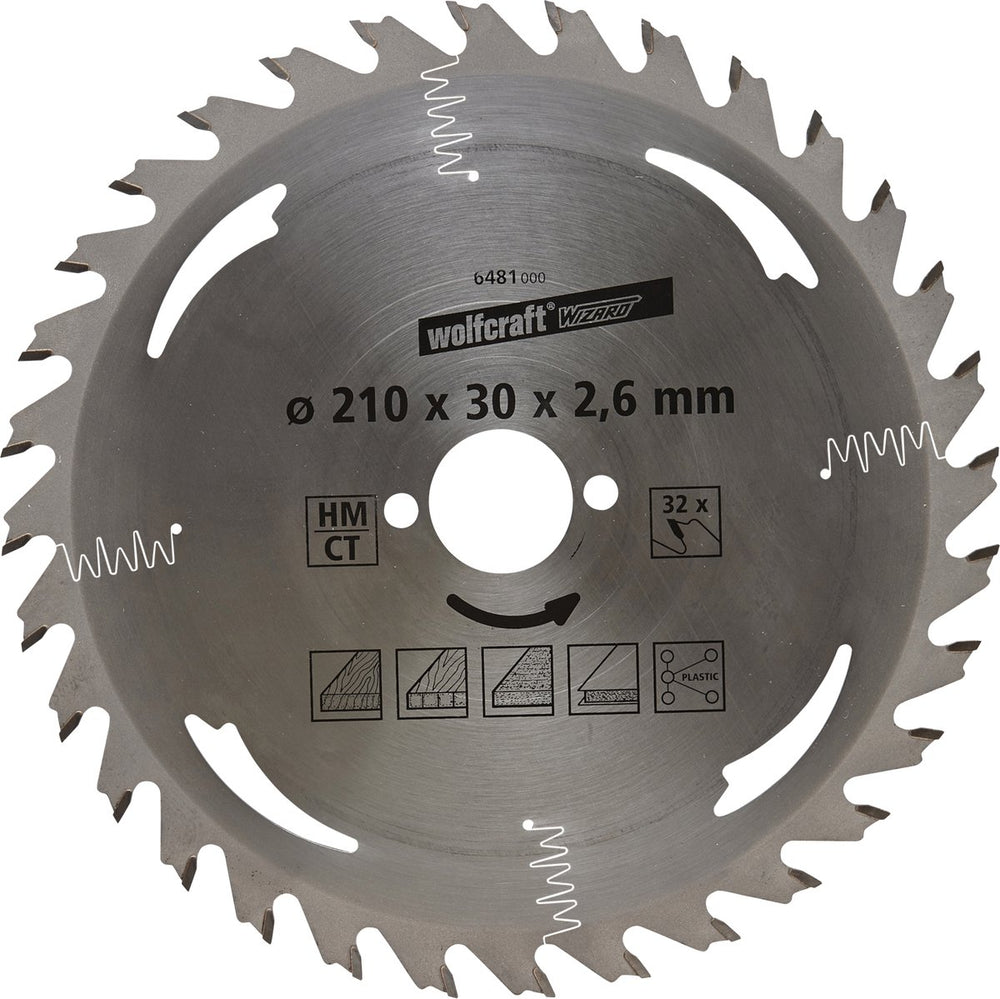 Wolfcraft - cirkelzaagblad 210x30mm - 32 tanden - zaagblad voor cirkelzaag - serie zilver - 6481000