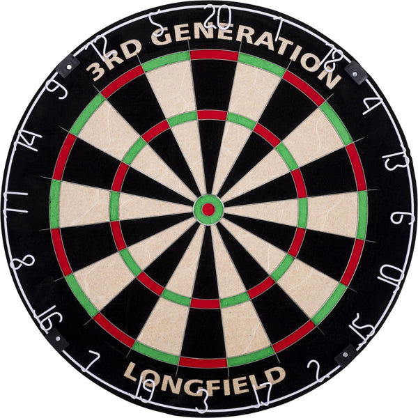 Engelhart dartbord 3rd generation – keniaans sisal – staple-free – ingelegde bedrading – anti-reflectie cijferring – longfield
