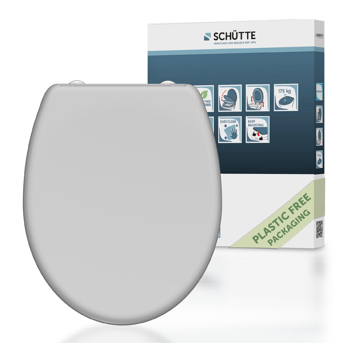 Schütte toiletbril met softclose snelsluiting grijs duplast