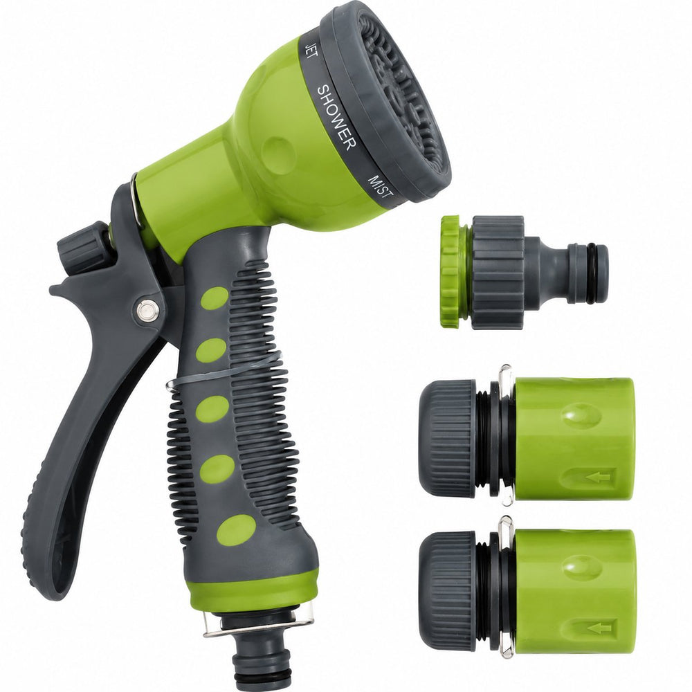 Kinzo tuinslang spuitpistool - koppeling tuinslang 1 2 inch - broespistool met verstelbare waterstraal - sproeikop met 7 functies - 4 delig