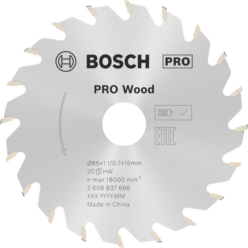 Bosch accessories 2608837666 cirkelzaagblad 85 x 15 mm aantal tanden: 20 1 stuk(s)