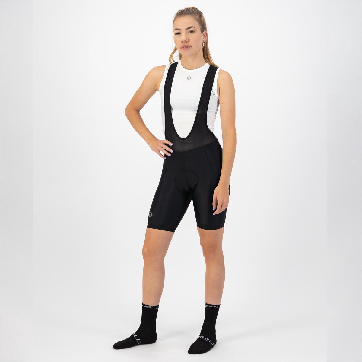 Rogelli core korte fietsbroek dames - bretels - zwart - l