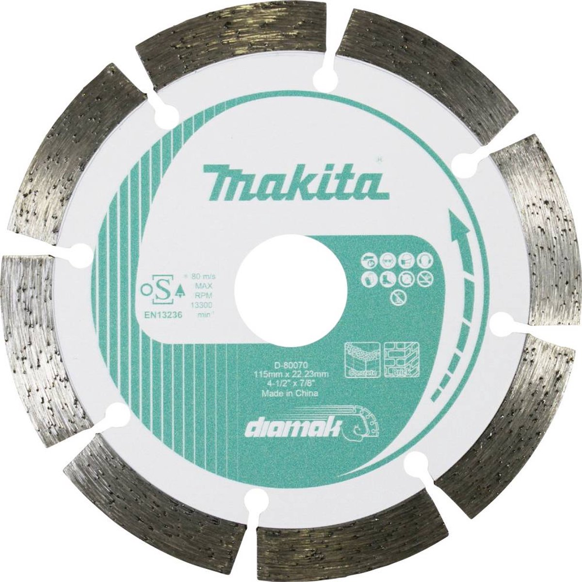 Makita d-80070 diamanten doorslijpschijf diameter 115 mm boordiameter 22.23 mm beton, baksteen, kalkzandsteen 1 stuk(s)