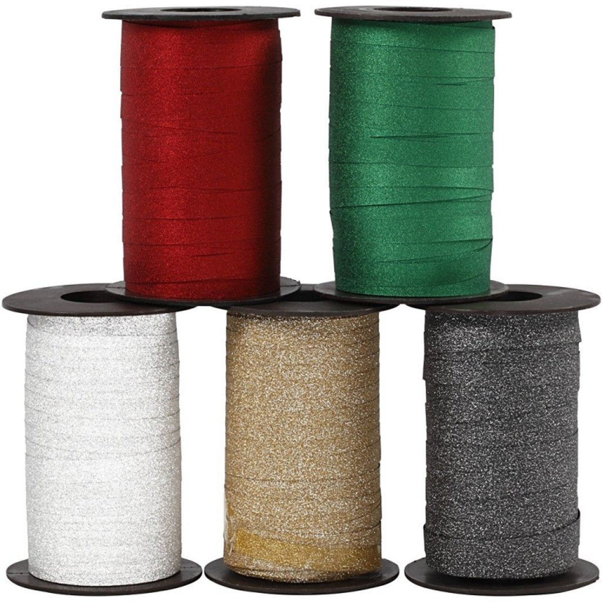Creativ company cadeaulint – cadeaulinten voor inpakken – geschenk linten met glitter – gekleurde linten voor cadeauverpakking – cadeaulint set – 10 mm - 5x100 m - kleuren assorti