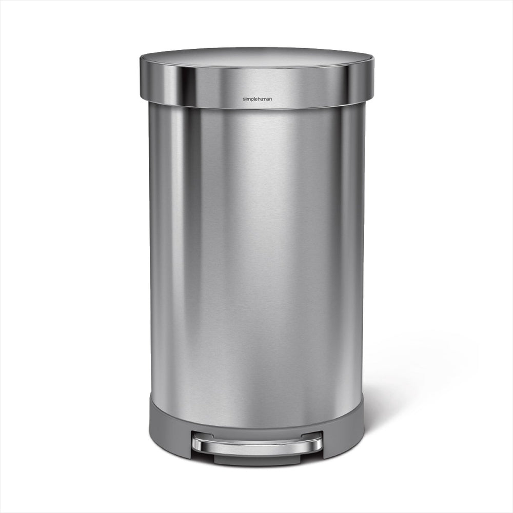Simplehuman halfronde pedaalemmer - 45 liter - met zakkenrand - geborsteld roestvrij staal