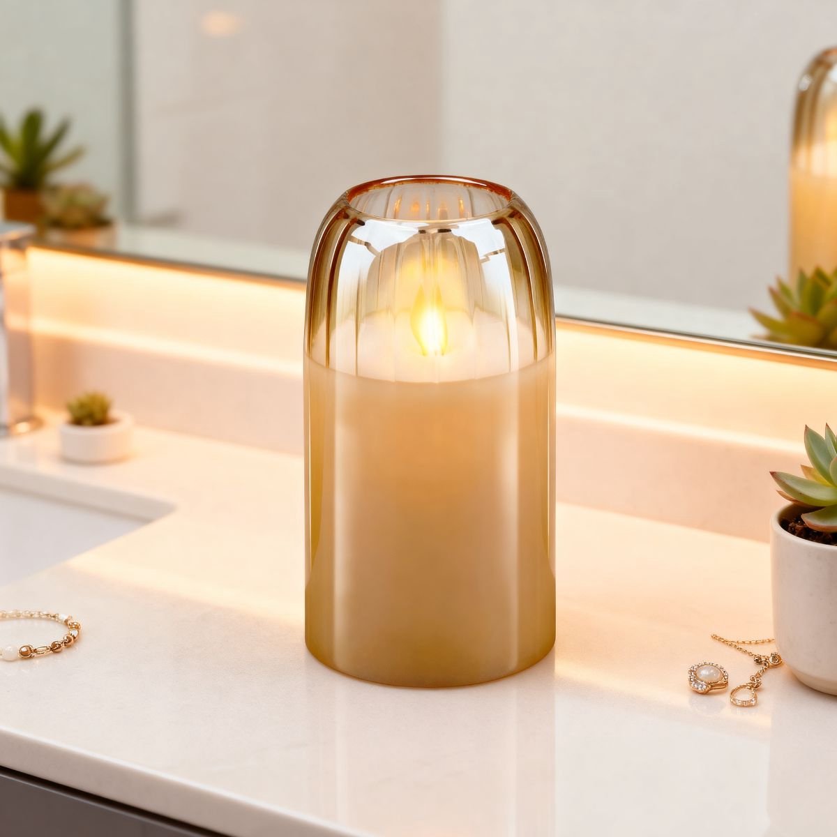 Arti casa led kaars ⌀7,5x15 bruin bewege