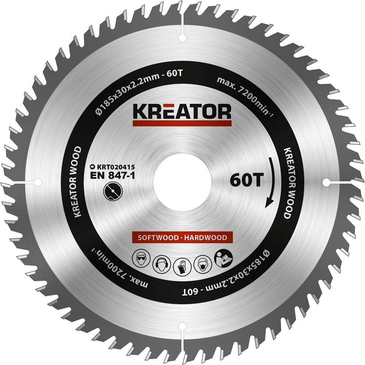 Kreator krt020415 cirkelzaagblad - hout - 185 mm - 60t