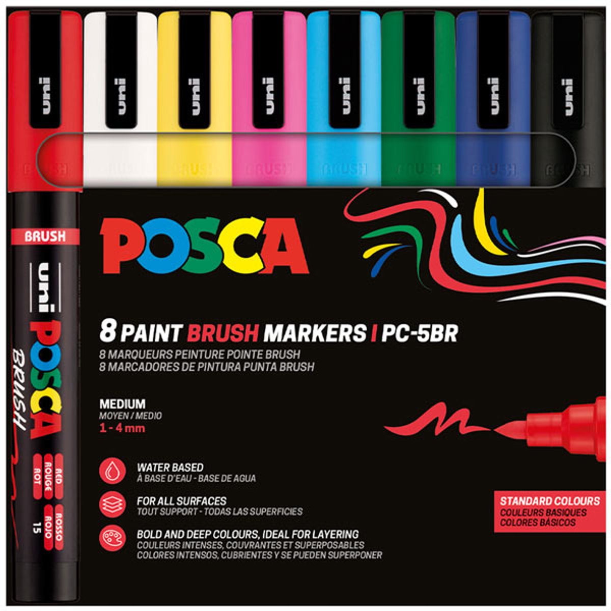 Posca - paintmarker uni pc-5br brushpunt m ass 8st