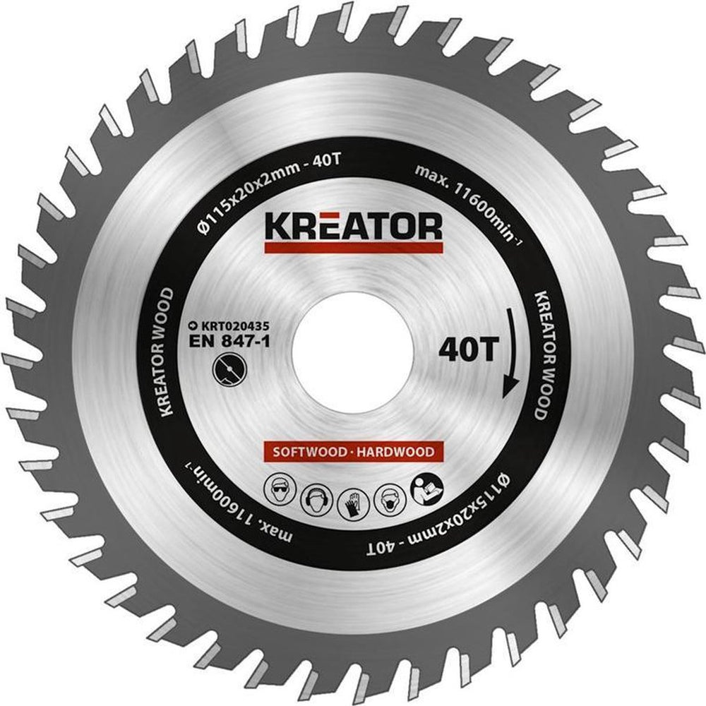 Kreator krt020435 zaagblad hout - ø115 mm - 40 t