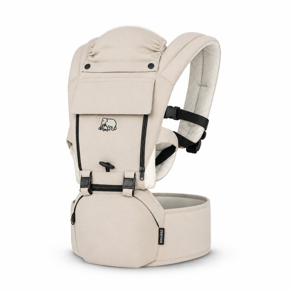 Deryan pack ergonomische draagzak - babydrager + opbergvakjes - zand