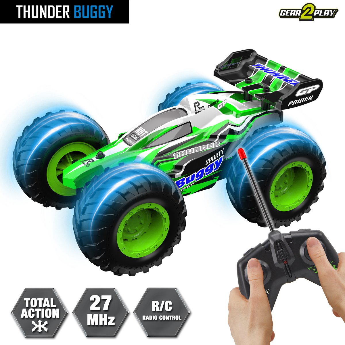 Gear2play rc thunder buggy 1:24 - big wheels - bestuurbare auto
