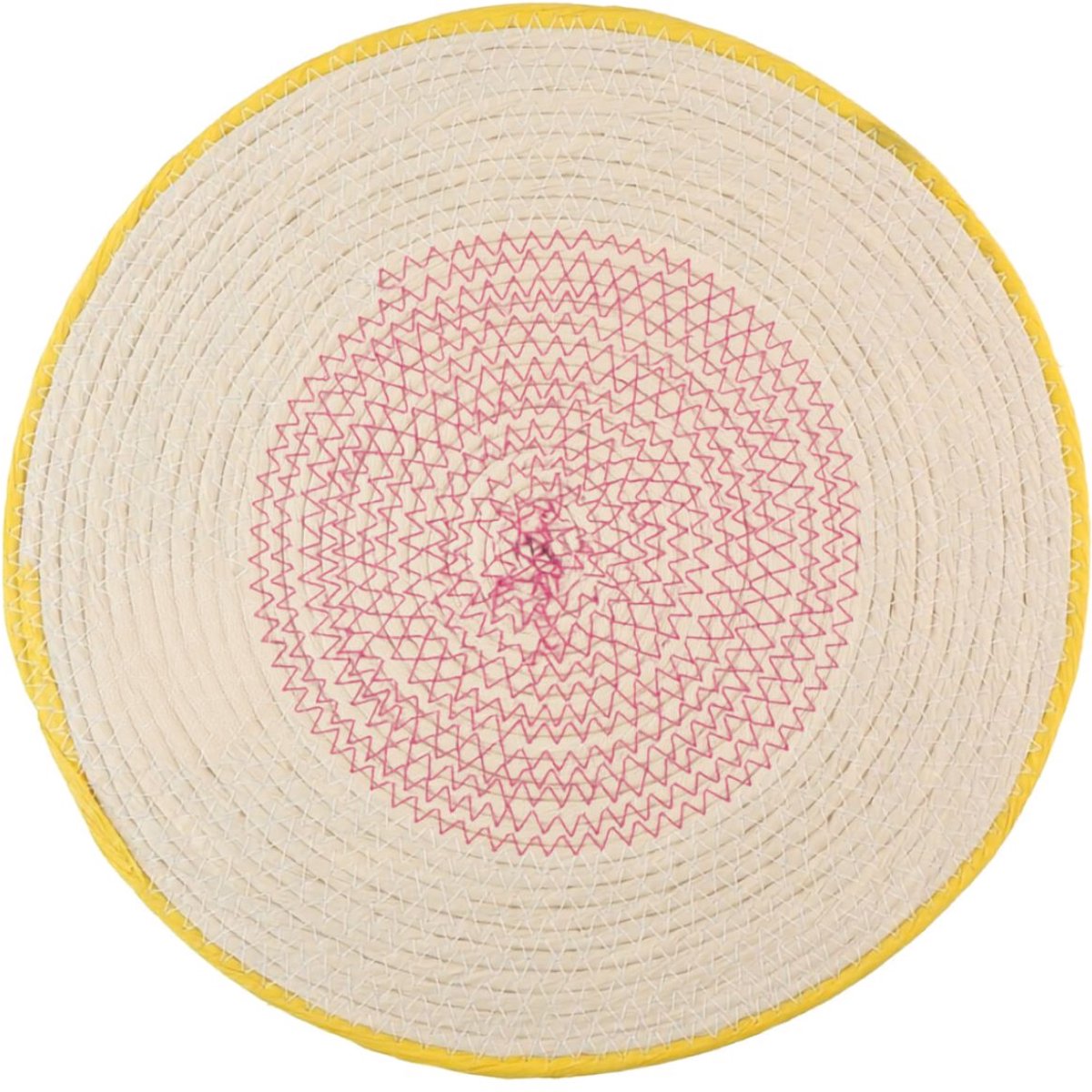 Alpina ronde placemat 38 cm - gevlochten placemat - papiergaren - tafelonderlegger - beige geel