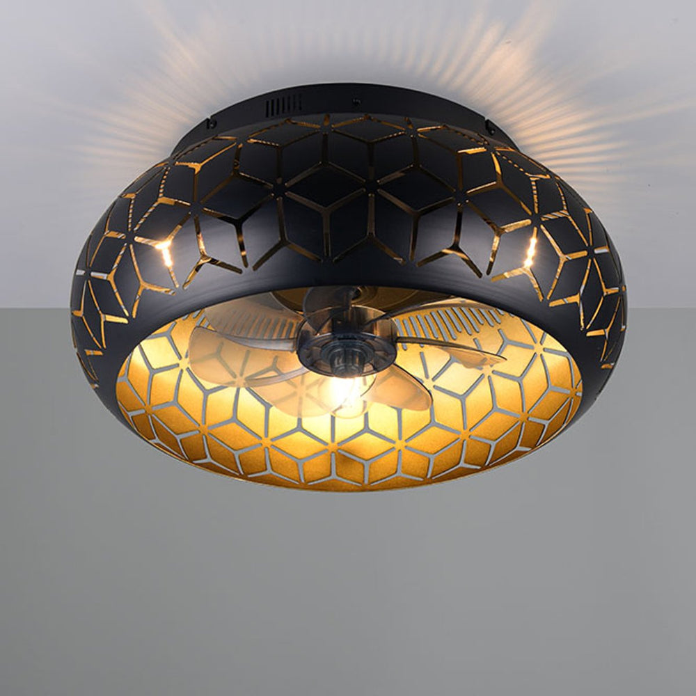 Rl live your light reality bidar - plafondventilator - zwart-goud - excl. 3x e27 4 w - licht apart schakelbaar - afstandsbediening - plafondbevestiging - 3 snelheidsinstellingen - timer - zomer- en wintermodus