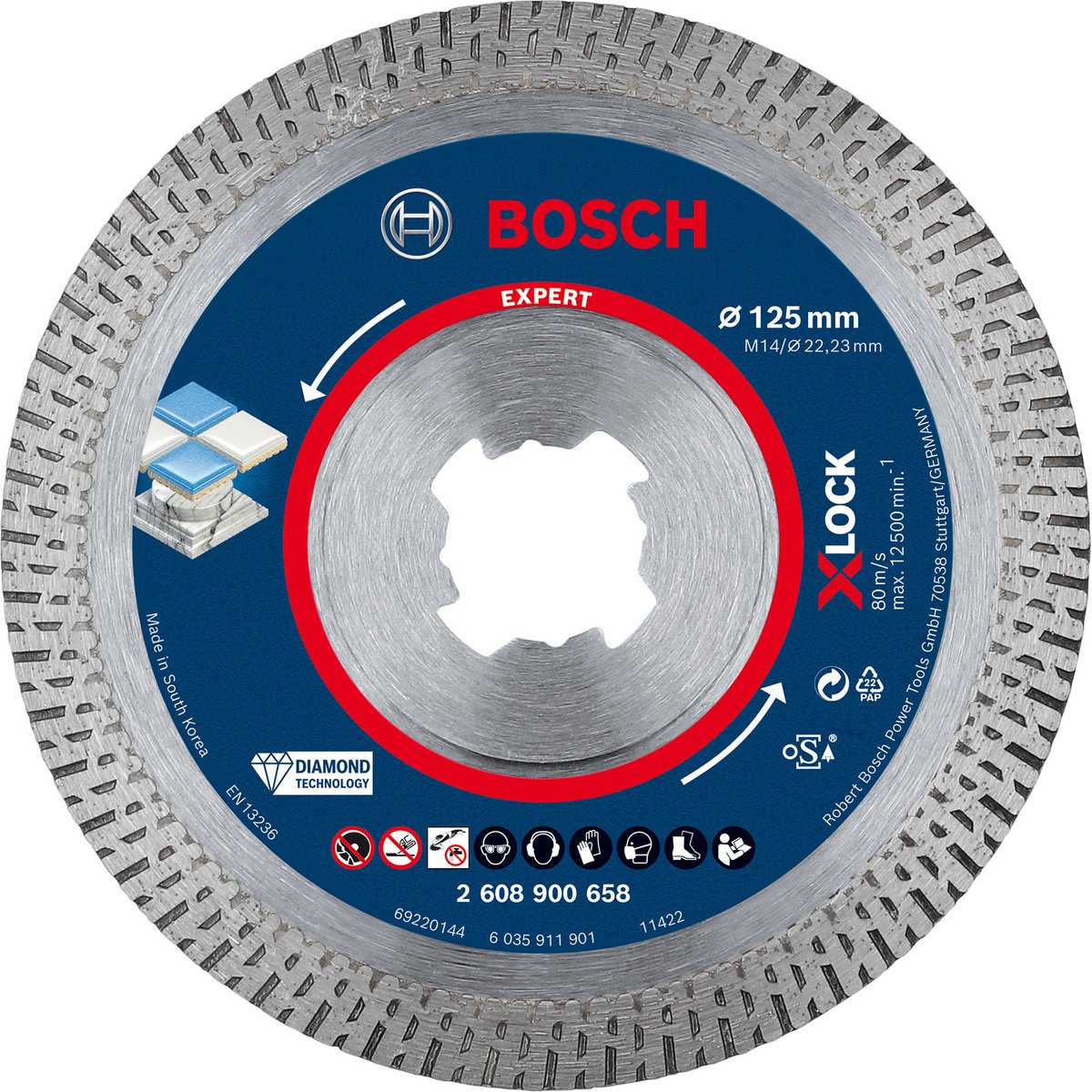 Bosch accessoires bosch accessories 2608900658 expert hardceramic x-lock diamanten doorslijpschijf diameter 125 mm boordiameter 22.23 mm