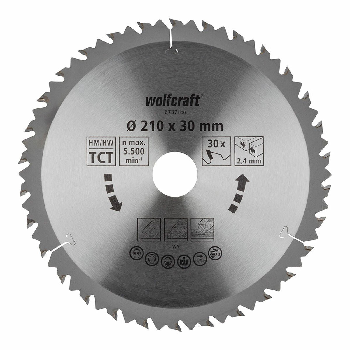 Wolfcraft - cirkelzaagblad 210x30mm - 30 tanden - voor cirkelzaag - hm, serie bruin - 6737000