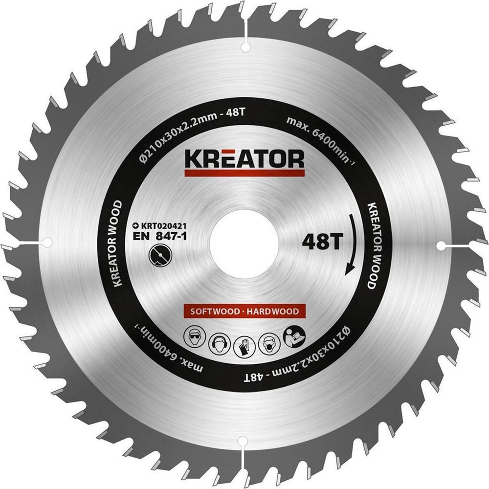 Kreator krt020421 zaagblad hout 210 mm - 48t