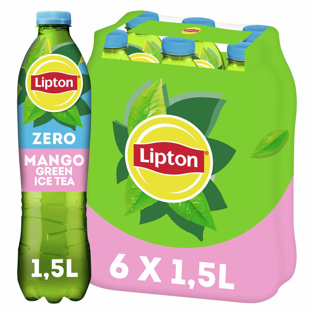 Lipton ice tea green fles - mango zero - zonder suiker - 6 x 1500 ml - voordeelverpakking