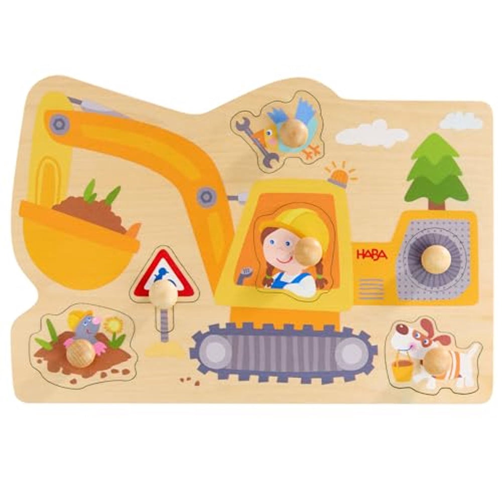 Haba puzzel grijpmachine houten speelgoed voor peuters.