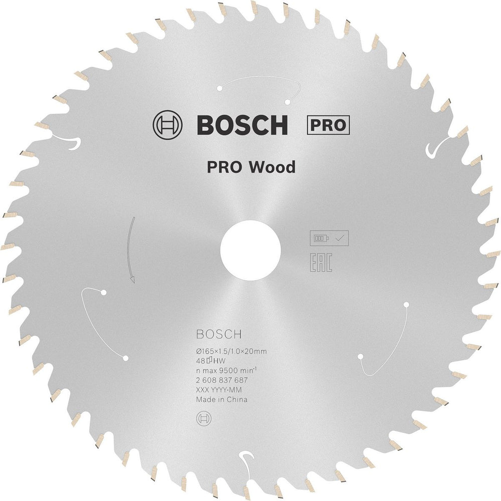Bosch accessories 2608837687 hardmetaal-cirkelzaagblad 165 x 20 mm aantal tanden: 48 1 stuk(s)