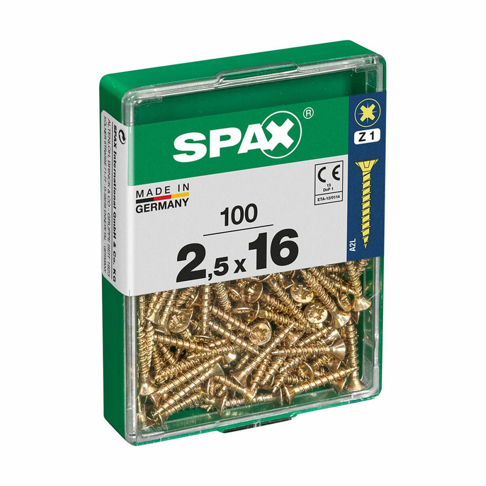 Spax schroefdoos houten schroef platte kop (2,5 x 16 mm)