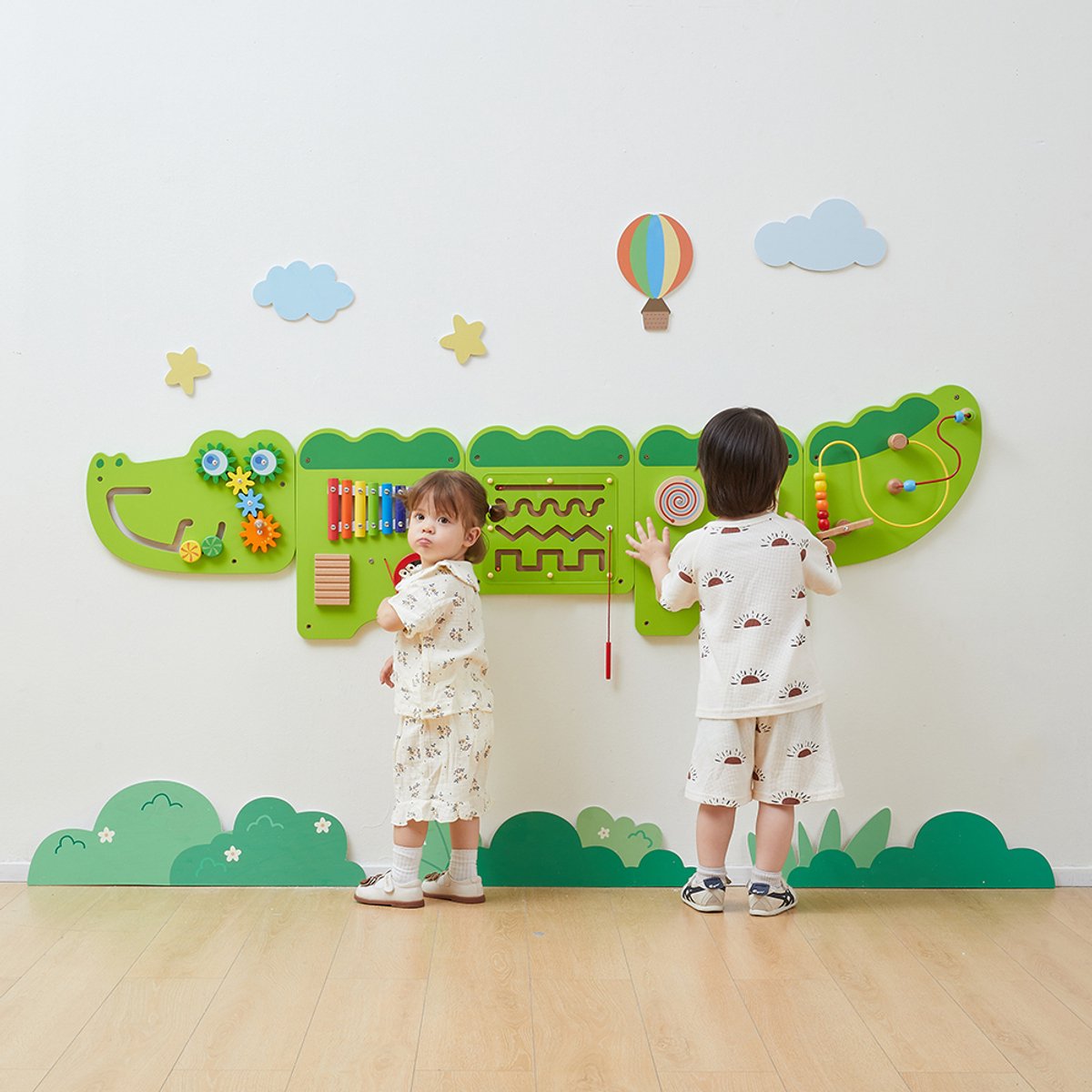 Vigatoys - houten - wandspeelbord - krokodil junior groot - lengte 180cm