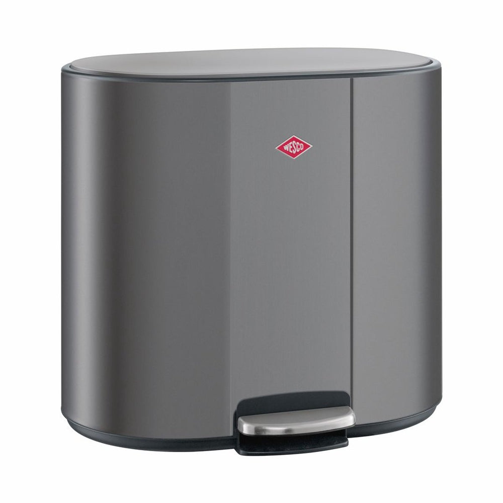 Wesco multicollector 3 prullenbak afvalscheiding (1x25 liter, 2x12 liter) | 49 liter | metaal - mat grafiet | pedaalemmer met soft close en geurfilter