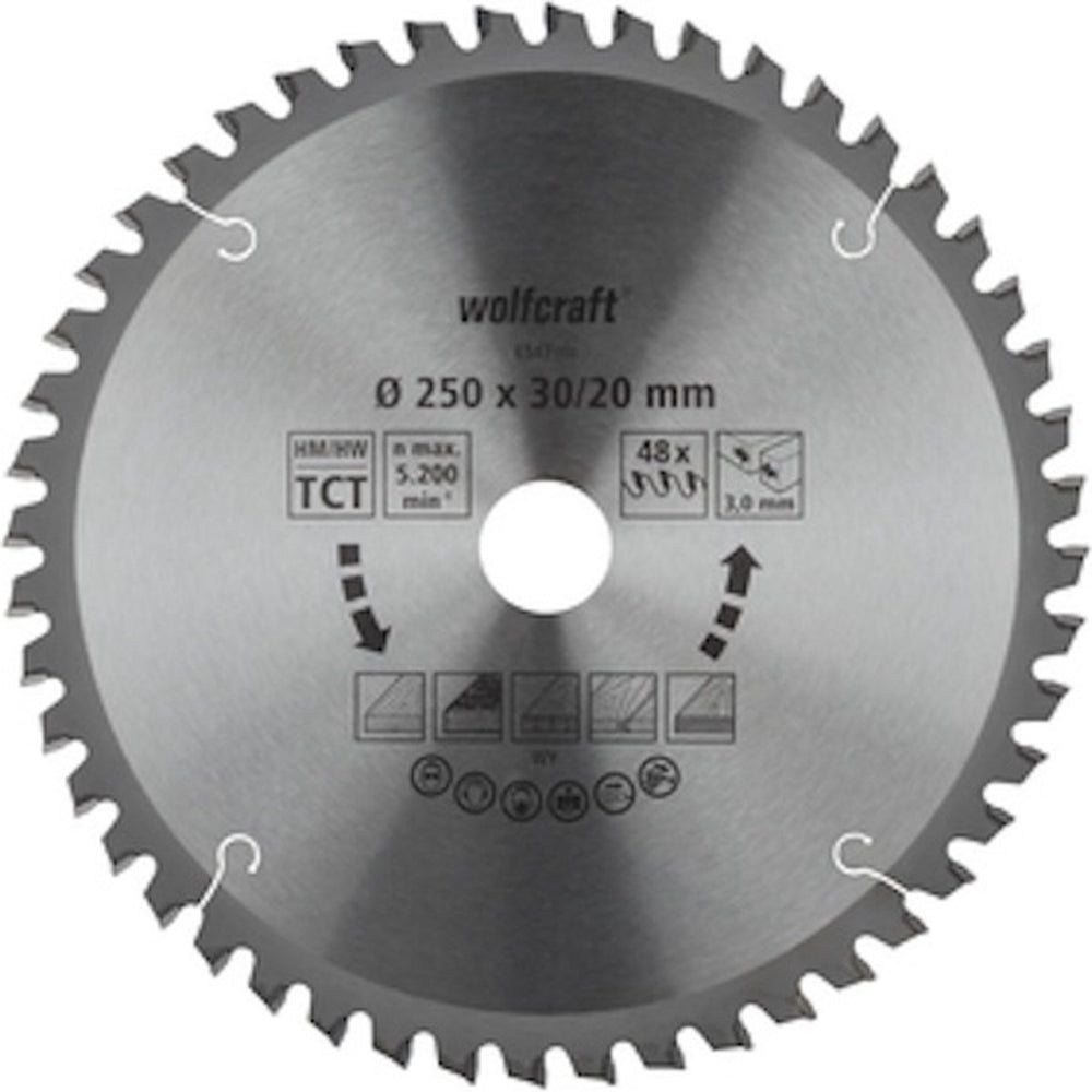 Wolfcraft - zaagblad 254x30mm voor afkortzaag - 48 tanden - verstekzaag - serie oranje - 6548000