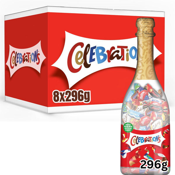 Celebrations fles - chocolade snoep mix - cadeau - 8x296g - geschenkverpakking