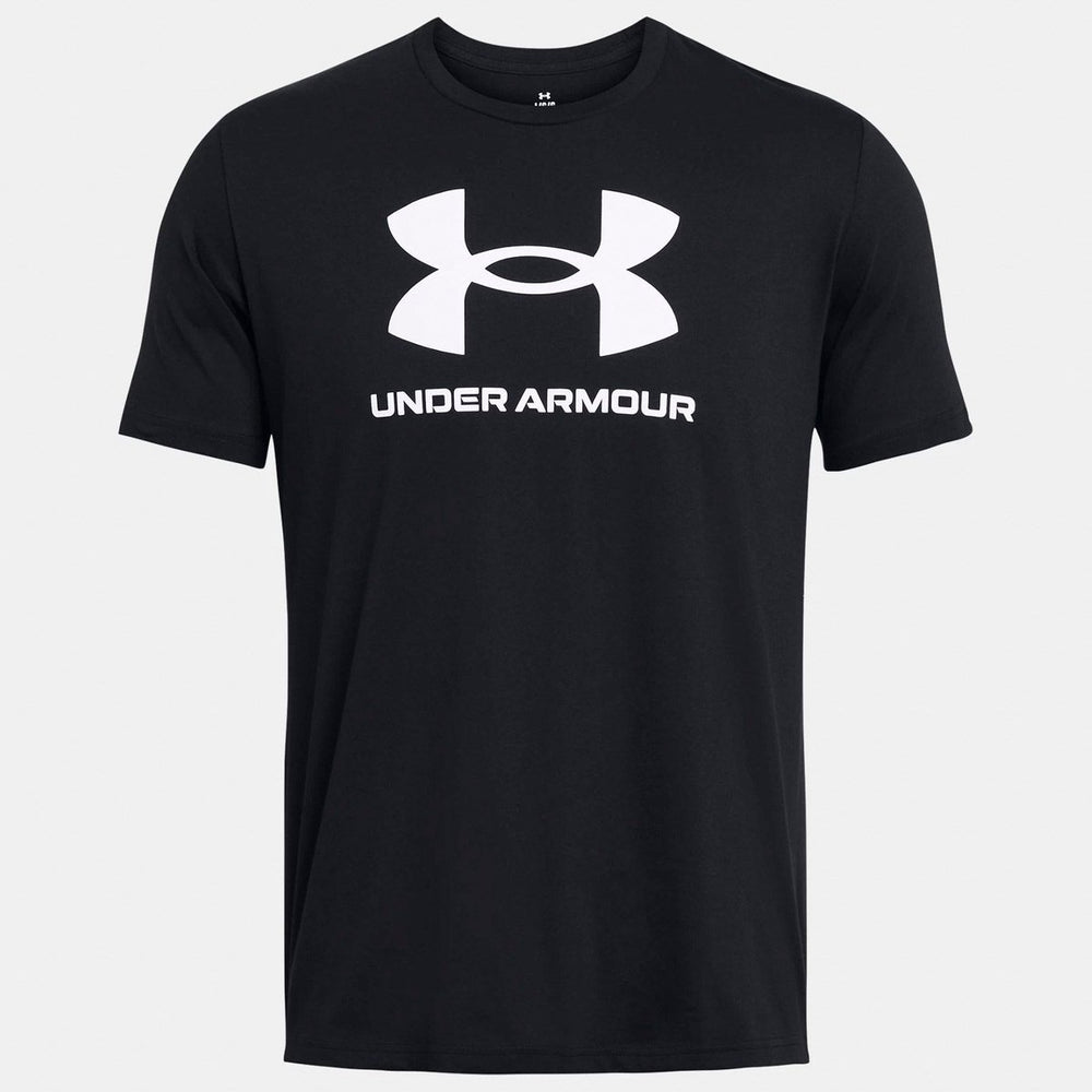 Under armour ua sportstyle logo update ss-blk heren sportshirt - zwart - wit
