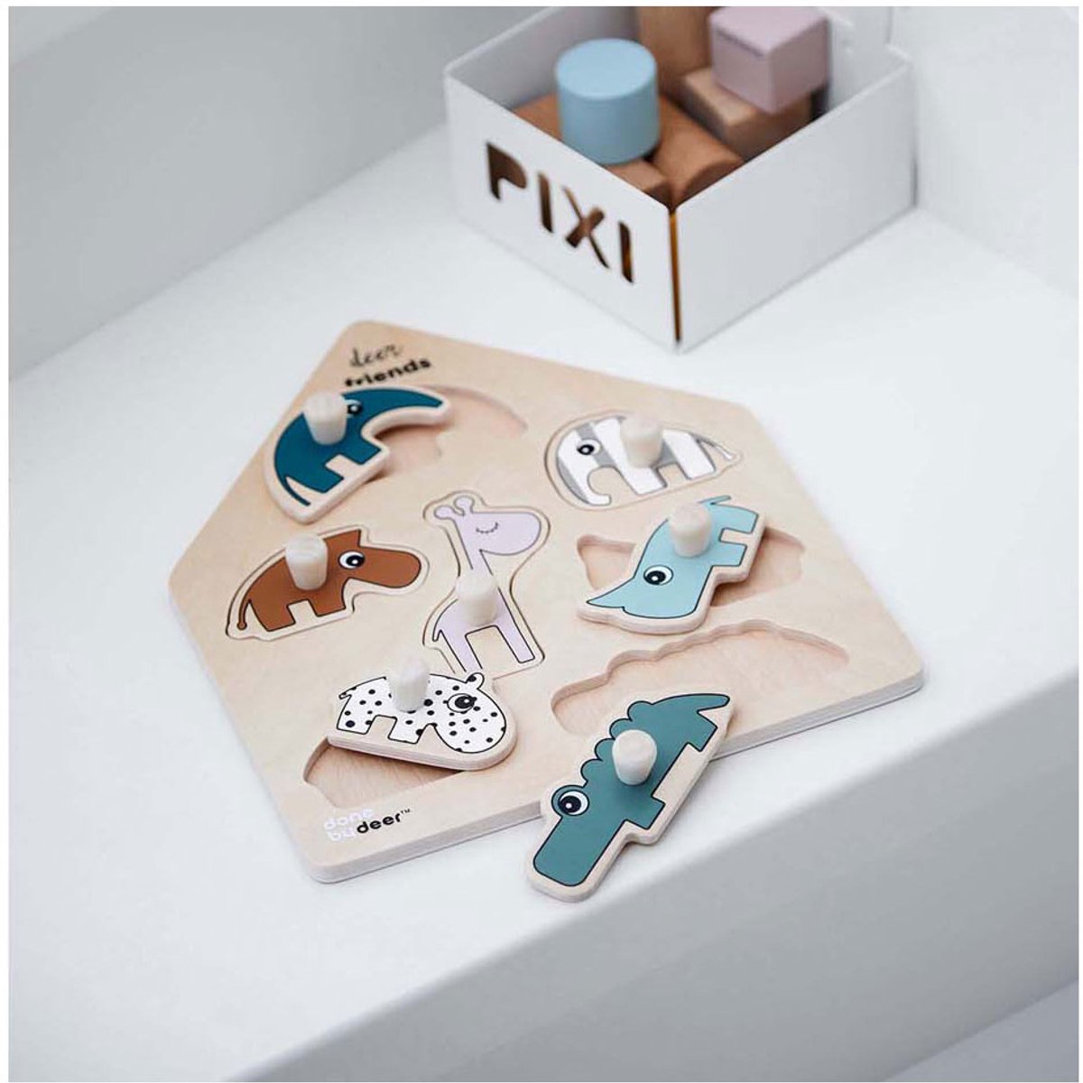 Gedaan door herten houten noppenpuzzel hertenvriendjes, 7st.