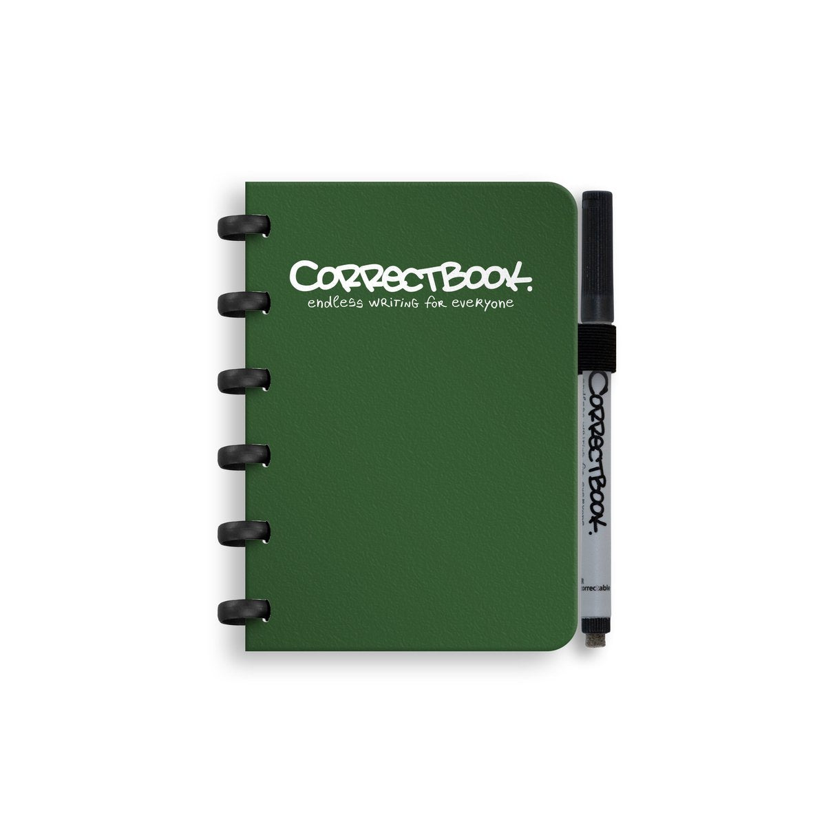 Correctbook a6 uitwisbaar notitieboek – forest green – gelinieerd – herbruikbaar schrift – inclusief pen wisdoekje – aanvulbaar met extra pagina’s
