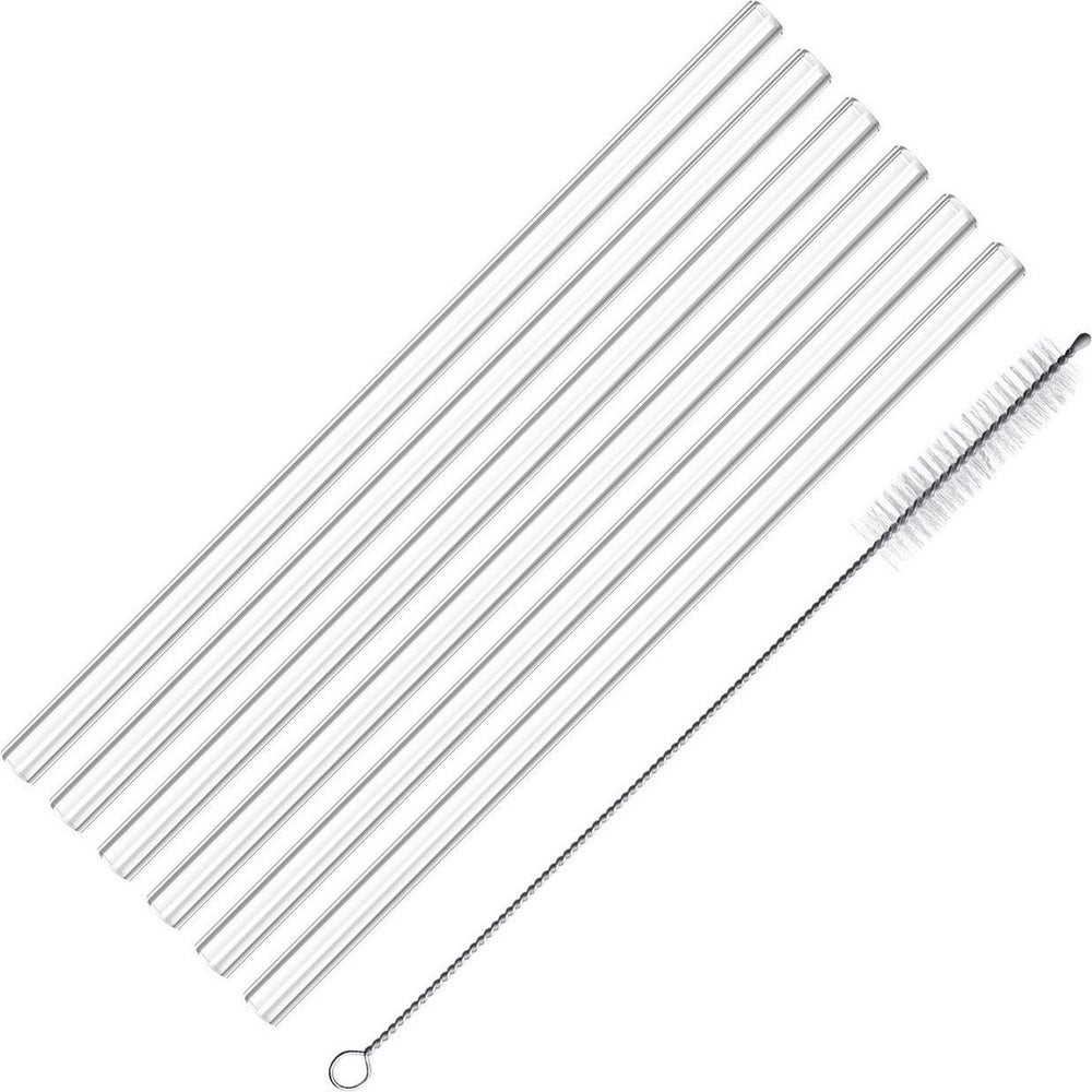 Westmark 6 glazen rietjes, recht, incl. 1 reinigingsborsteltje, lengte: 20 cm, ø 0,8 cm, borosilicaatglas, doorzichtig, 62622260