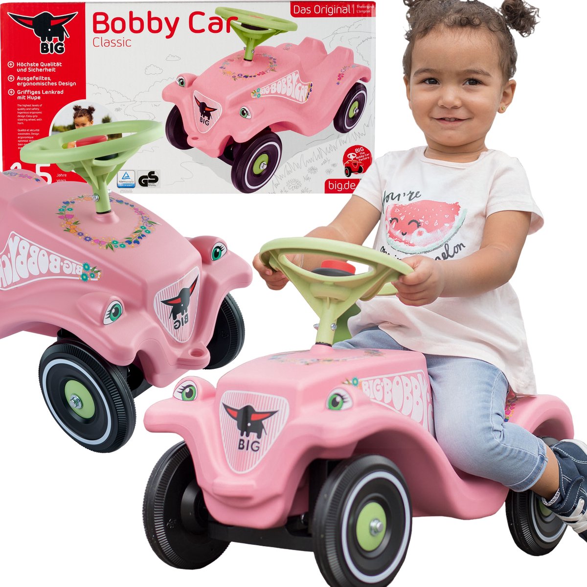 Grote Bobby auto klassieke bloemenloopauto